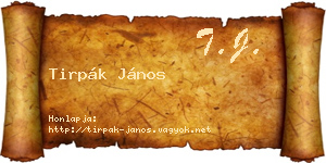 Tirpák János névjegykártya